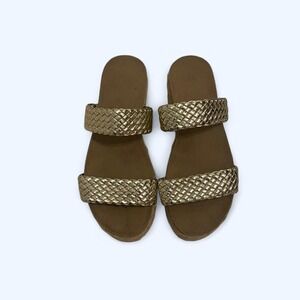 Gold braided boho platform espadrille sandals size 7.5